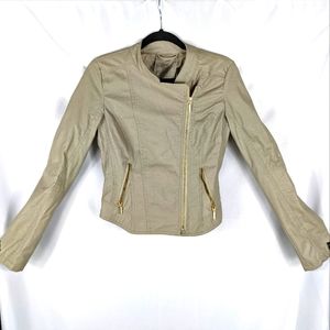 GUC Tan Atmosphere Vegan Leather Jacket sz 12